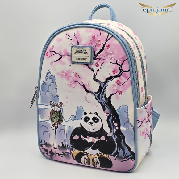 Loungefly DreamWorks Kung Fu Panda Po & Master Shifu Cherry Blossom Backpack New - Picture 3 of 10